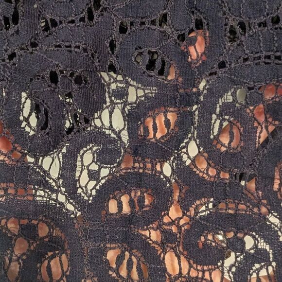 Ruby Rd. Women's Black Navy Lace Sheer 3/4 Sleeve Embellished Button Shirt 18W - Picture 5 of 8